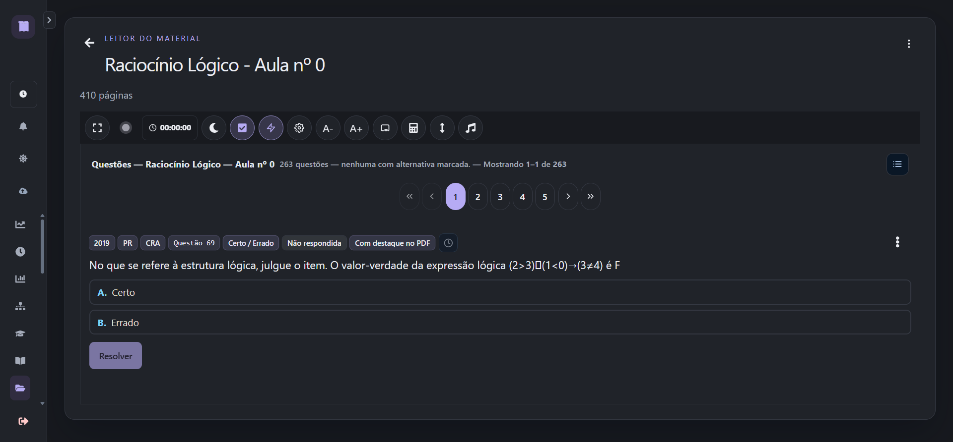 Questões do material no tema Grafite, com enunciado, alternativas e navegação.